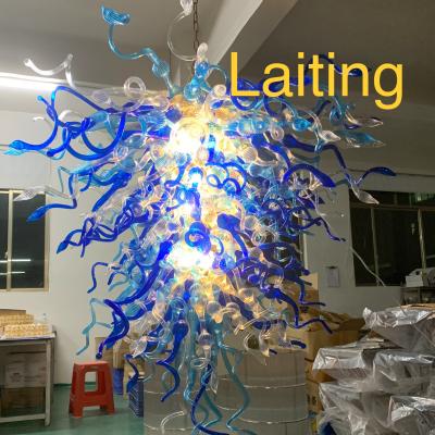 China Large Size 240V Customized Simple Contemporary Blue Chandelier Single Lighting Customized Swan Art Light Fixture for sale