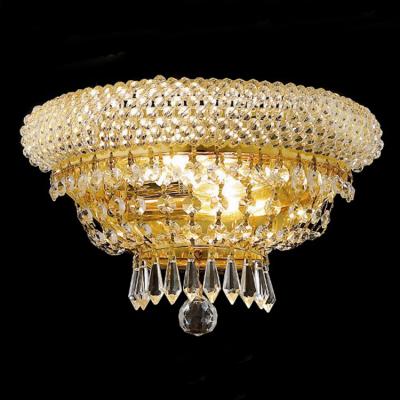 China Gold Foyer Crystal Bedside Hotel Living Room American Europe Style Sconce Wall Lamp Gold Wall Light for sale