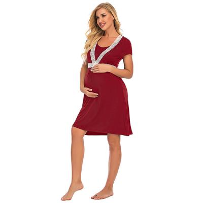 China QUICK DRY Good Quality Maternity Nursing Night Wear Lace Home Wear Trim Casual Comfortable Home Wear for sale