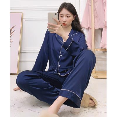 China QUICK DRY Luxury Silky Adult Fall Satin Full Sleeves Sleep Set Oversized Chemise Size Pajamas for sale