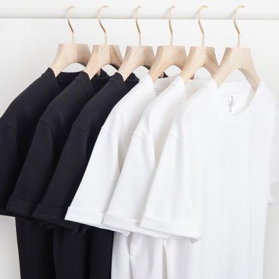 China Anti-pilling 180G 26-Piece Combed Tight Cotton T-shirt Short Sleeve Men And Women's Round Neck Loosen Pure White Half-Jacketed Tops Men for sale