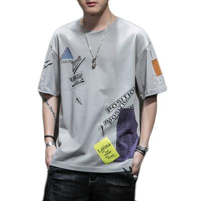 China New Men's T-shirt Summer Round Neck Cotton Breathable Fashion Short Sleeve Men's Clothing Casual Shirt Mens Loose Printed T-shirt Bottoms for sale