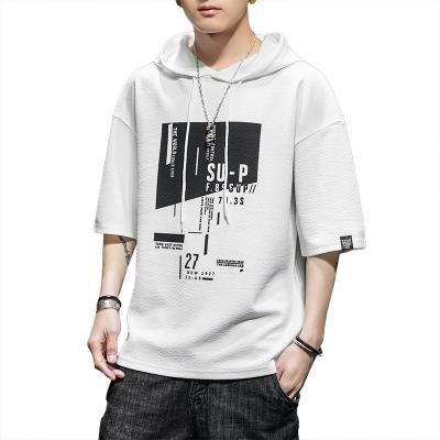 China Brand new anti-pilling half-sleeve men's short-sleeved T-shirt men's casual hooded round neck half-sleeved T-shirt summer men's short-sleeved for sale