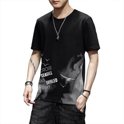 China Customized Seagull Anti-pilling Short Round Neck Pure Cotton Top Clothes T-shirt Mens Clothing for sale