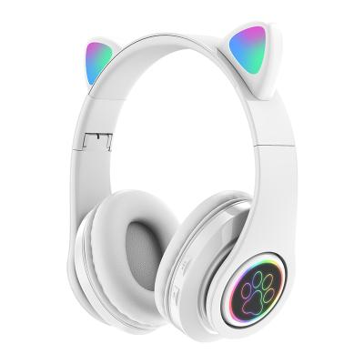 China Cute Cartoon Cat Ear Wireless Headset With High-fidelity Earphone Game Stereo Headset HIGH FIDELITY Cute Microphone for sale