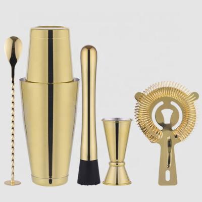 China Viable Factory Direct Color 800ml Stainless Steel Cocktail Shaker Kit Cocktail Set Gold Black for sale