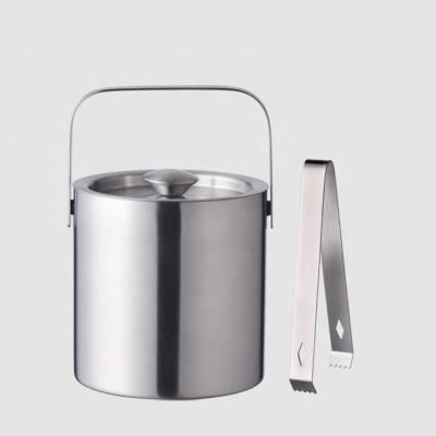 China Factory direct viable 1.3L metal stainless steel wine beer small double wall insulated ice bucket with lid for sale