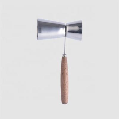 China Factory Direct Wholesale Small Stainless Steel 30/50ml Wood Handle Measure Viable for sale