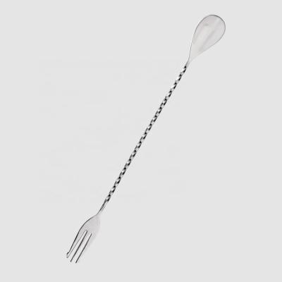 China Sustainable Factory Direct Drinks Stainless Steel Cocktail Bar Mixing Spoon With Fork for sale