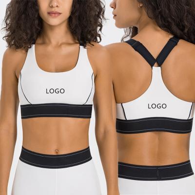 China Custom Soft Smooth Breathable Fitness Workout Bra BH Logo Nylon Spandex Second Skin Breathable Sports Tops Women Sports Bras High Quality for sale