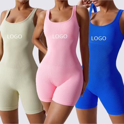 China Seamless Breathable Backless Dance Overalls Women Fitness Jumpsuit Workout Jumpsuit Female High Stretch Breathable Pants for sale