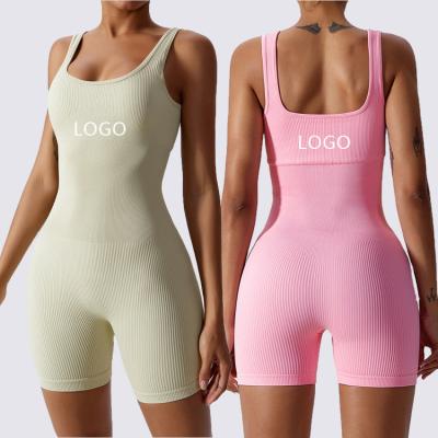 China Breathable Jumpsuits, Playsuit And Big Body Waist High Stretch Tightly Fit Seamless Ribbed Breathable Quick Dry Yoga Jumpsuit Women for sale