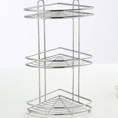 China New Design Stainless Steel 3 Tier Bathroom Rack Corner Shelf Viable Organizer Shower Caddy for sale