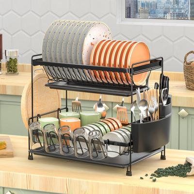 China Wholesale Sustainable Multi Layer Universal Dish Drainer Organizer Over The Sink Kitchen Dish Drying Rack for sale