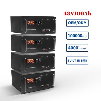 China Lítio Monocrystalline do ciclo 48V 100ah do silicone 4000 da bateria híbrida da montagem em rack do sistema solar à venda