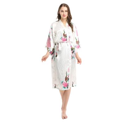 China Womens Thermal Pajamas Satin Floral Printing Girls Sleepwear For Women Night Wear Long Robes for sale