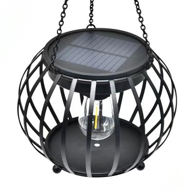 China Outdoor Rustic Patio Garden Hanging Retro Style Cage Shape Led Decorative Light for sale