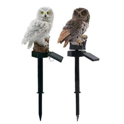 China Waterproof Outdoor Decorative Lighting Realistic Brown Outdoor Garden Owl Led Solar Street Light for sale