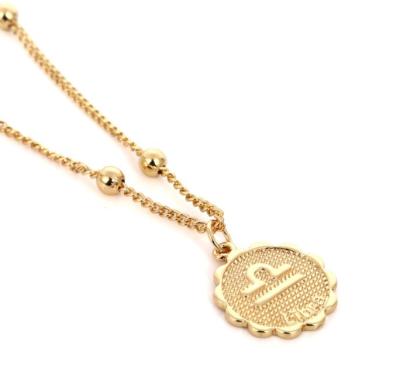 China Popular Punk Fashion Jewelry Round Necklace 12 Zodiac Necklace Gold Plated Pendant Horoscope Necklace for sale