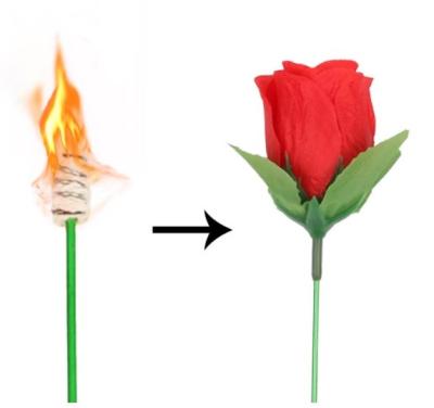 China Magicians Magic Trick Flame Fire Change To Rose Torch To Bloom Stage Magic Valentine Gift Magic Trick Props For Magician for sale