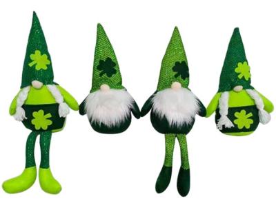 China 2022 St Patrick's Day Irish Green Clover Faceless Cloth Forest No Face Old Man Doll Toys Window Ornaments for sale