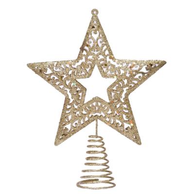 China Happy New Year Home Christmas Tree Decoration Metal Wrought Iron Tree Star Decoration Mall Tree Pendant Window Top Pendant for sale