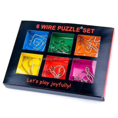 China Educational Toy 6 Pcs / Set Classic 3D Metal Ring Puzzles Educational Learning Gifts For Kids for sale