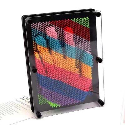 China Europe Rainbow Color 3D Pin Art Sculpture Novelty Set/Hot Sale Plastic 3D Frame Pin Art for sale