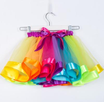 China New Sweet Tutu Skirt Baby Skirts Princess Mini Pettiskirt Party Dance Rainbow Tulle Skirts Girls Clothes Kids Clothing for sale