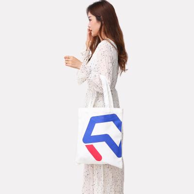 China Reusable Eco-friendly White Tote Bag Material Polyester Cotton 10 oz 12 oz Sturdy and Soft Shopping Tote Bag for sale