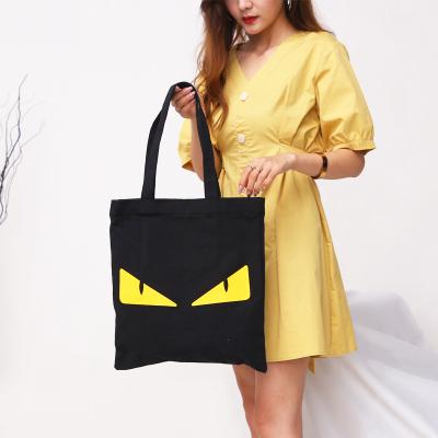 China Recyclable Hot Selling Cartoon Pattern Canvas Bag Wholesale Foldable Canvas Shopping Bag Custom Canvas Fashion Bag for sale