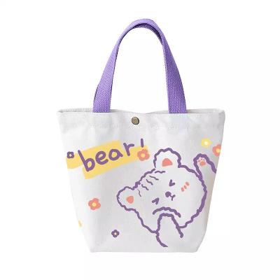 China Reusable Cartoon canvas bag custom Cute canvas shopping produce bags organic cotton 12oz cotton bag for sale