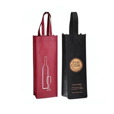 China Recyclable Logo Customized Durable Non Woven Wine Bag 1 To 6 Bottles Carrying Wine Bags With Internal Block for sale