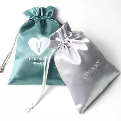 China Soft and reusable High Quality Jewelry Cosmetics Gift Packaging Custom Logo Silk Satin Pouch Bag With Logo for sale