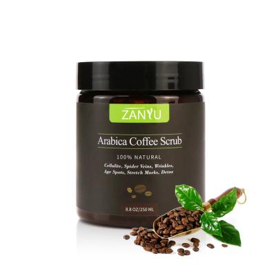 China Private Label 250g Arabica Exfoliator Whitening Exfoliating Moisturizing Exfoliating Organic Coffee Face Body Scrub for sale