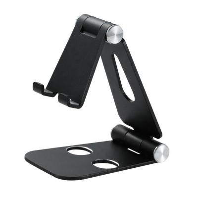 China Mini Fold-able Desktop Cell Phone Holder Wholesale Smart Mobile Phone Stand Small Portable Adjustable Metal Desktop Holder en venta