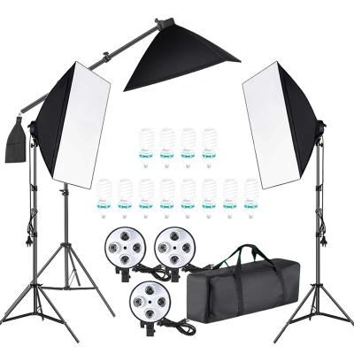 China Portable Flexible Professional Photo Studio 50*70cm Soft Light Box Lighting Kit Accessories with 3pcs Quad Lamp Main Light Box, LED Bulb for sale