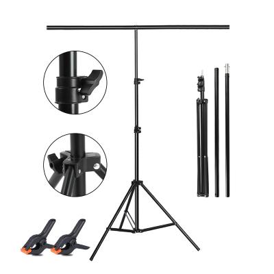 China 100*200cm Portable Collapsible Collapsible Portable Photography Metal Background Stand Support System Backdrop T-Shaped Stand with Clamp, Carry Bag for sale