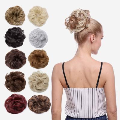 China SNOILITE 31 Shades Hair Scrunchie Elastic Band Curly Hair Bun Hair Pieces Synthetic Messy Updo High Temperature Heat Resistant THICK Synthetic Hair Scrunchie Bun Hair Pieces For Wedding for sale