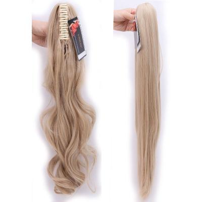 China Silky Straight Wave Real 140g Thick Per Bundle Synthetic Claw Clip On Hair Pony Tail for sale