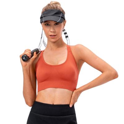 China Breathable Shockproof Adjustable Buckle Push Up Bra Hollow Out Breathable Sports Bra Running Fitness Padded Yoga Underwear Top Bra for sale