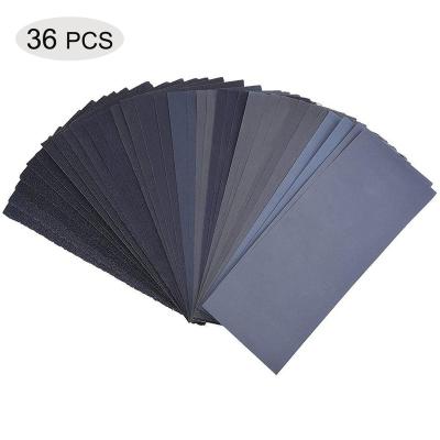 China 9 x 3.6 inch 120 to 3000 Grit Dry and Wet Sandpaper 36 Sheets for Automotive Sanding and Polishing 9 x 3.6inch Metal for sale