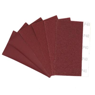 China 90x182mm Red Hook And Loop 40 To 1200 Grit Aluminum Oxide Sandpaper / Emery Paper For Rectangular Polishing Sanding for sale