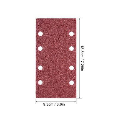 China 93x185mm Aluminum Oxide 40-1000 Grit Sandpaper Hooks And 8-Hole Loop Sanding Paper For Orbital Sander for sale