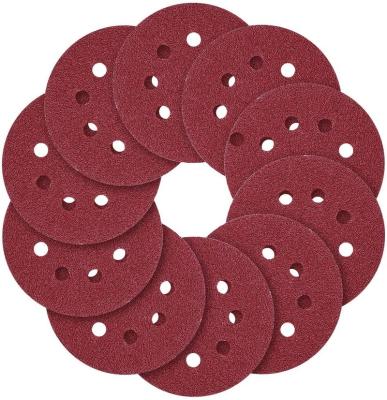 China Premium Quality Aluminum Oxide 5 Inch 8 Holes Hook&Loop Sanding Discs, 40/80/120/240/320/600/800 Assorted Sandpaper Sandpaper for sale