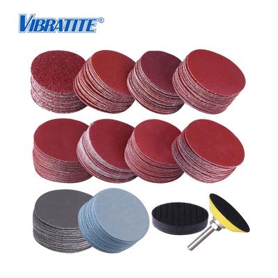 China 200Pcs 50mm 2 Inch Hook And Loop Sanding Discs 80-3000 Grit Paper With Pad 1Inch Abrasive Polish + 1/4 Inch Shank For Rotary Round for sale