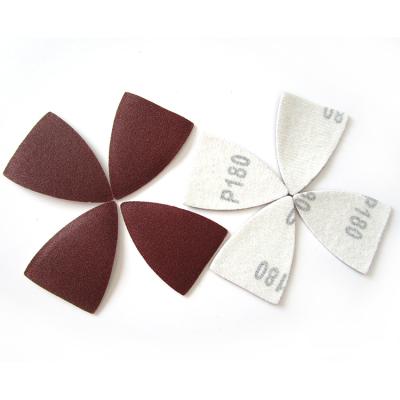 China 38x52mm Hook & Loop Aluminum Oxide Triangle Disc Red Sanding Triangle for sale