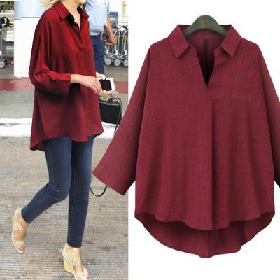 China New Fashion Anti-Shrink Ladies Plus Size Casual Long Shirt Women Shirt Blouses for sale