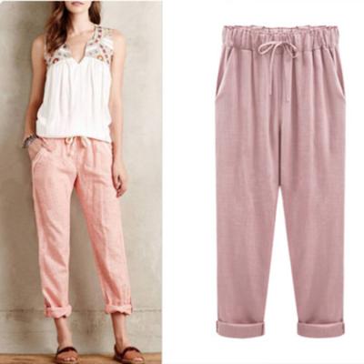 China Wholesale Fahion Cotton Women Casual High Waisted Canvas Empty Pants Breathable for sale