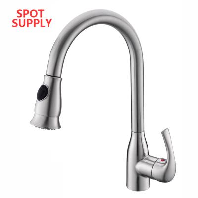 China Sense Faucets 304 Stainless Steel Pull Out Mixer Handle Spout Kitchen Faucet Along Steel Kitchen Equipment for sale